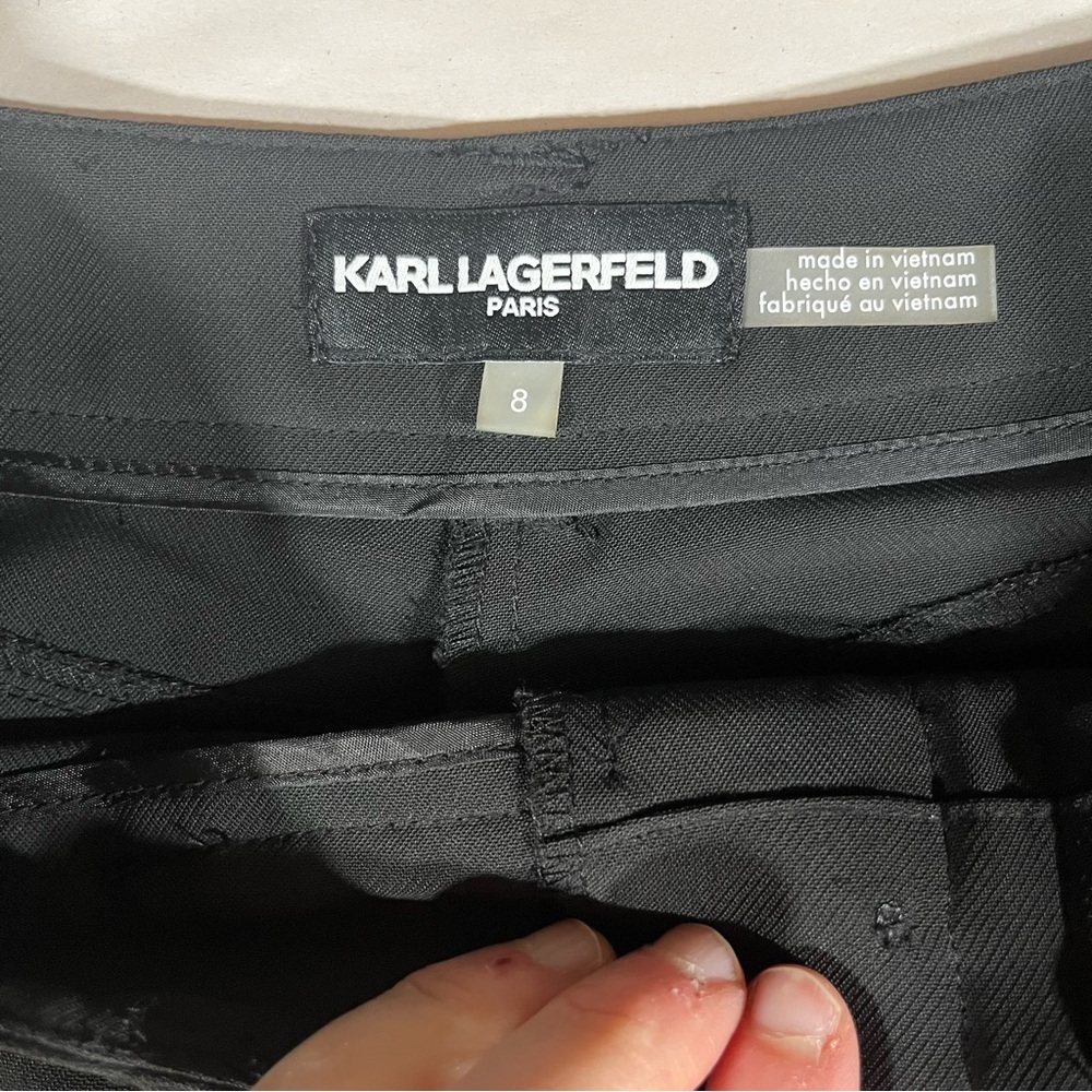 Karl Lagerfeld Black Wide-Leg Pants 8 - Picture 7 of 11
